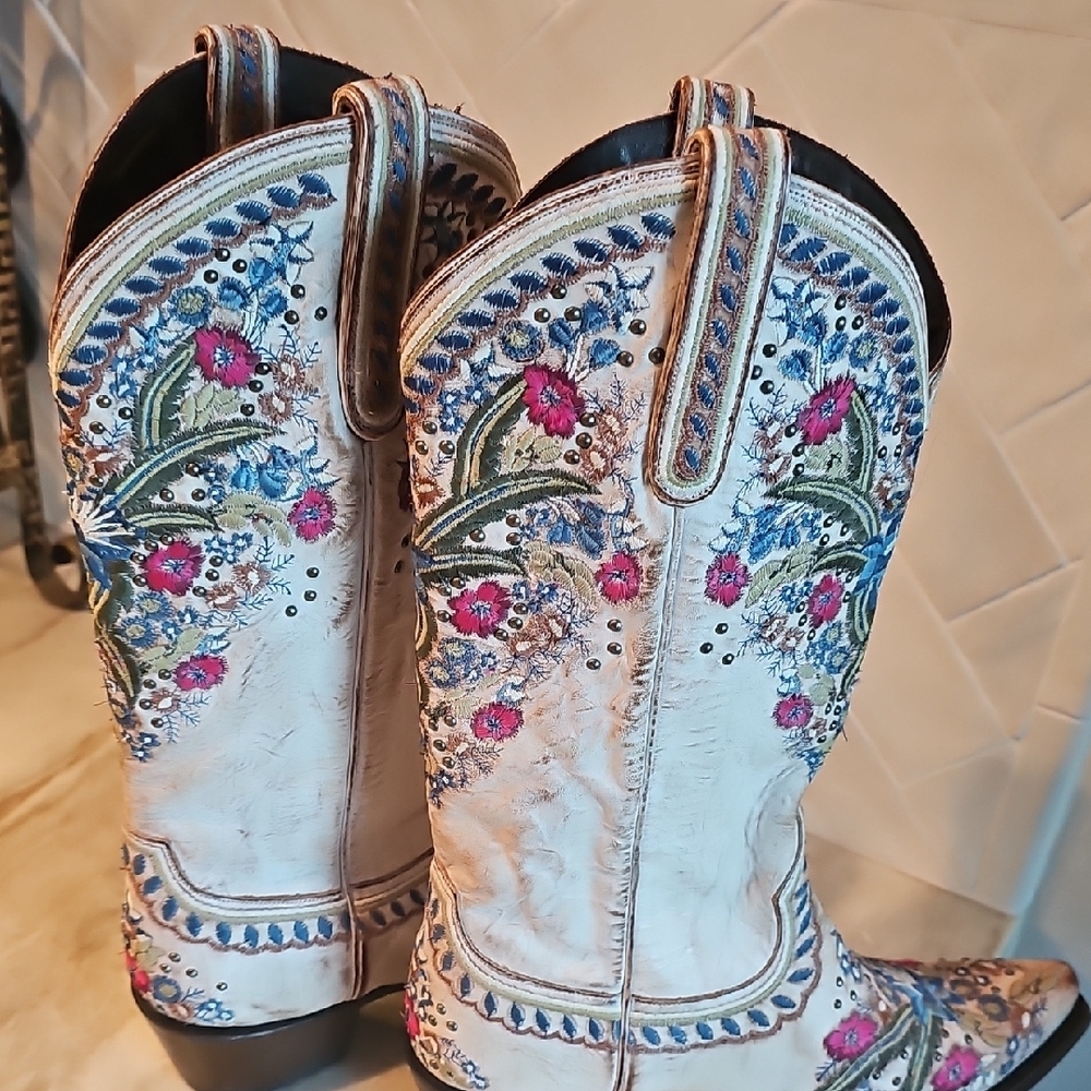 Lane Boots Floral Heeled Womans Boots - Picture 7 of 15